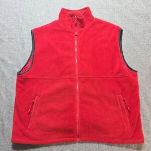 Baru Sports Red Fleece Vest Mens 3XL Sleeveless Full Zip Pockets Black Trim